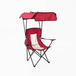 Foldable Lightweight Camping Chair with Metal Frame and Sun Shade - Product Image 1