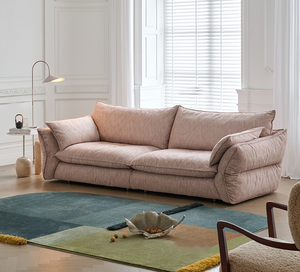 Elegant Cream <strong>White</strong> Cloud Sofa | Minimalist Modern Square Chenille Sofa Set for Villa Apartment &amp; Home - Product Image 6