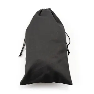 Custom Black Drawstring Pouch Bag Soft Polyester Cotton for Promotional Product Customization