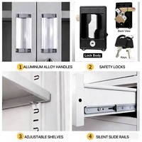 Armoire de rangement en acier moderne, réglable, pliable, grande capacité, 2 portes, avec portes verrouillables et éclairage intégré