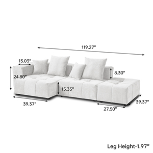 Set Divano Componibile Modulare Familiare Nordico Atunus Disponibile in Morbido Tessuto di Lino <span class=keywords><strong>Bianco</strong></span> per <span class=keywords><strong>Soggiorno</strong></span> <span class=keywords><strong>Moderno</strong></span> a 3, 4 o 7 Posti - Product Image 6