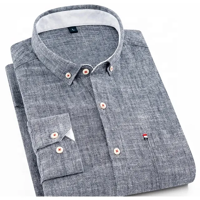 Accept custom man men's shirt regular fit long sleeve thin breath linen cotton causal shirts for mens