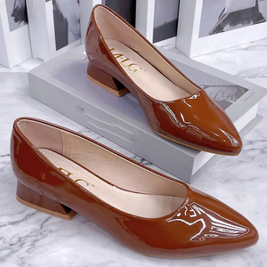 Y French 3.5CM Block Heels Women's <strong>Shoes</strong> Round <strong>Closed</strong> Toe Pumps <strong>Ladies</strong> Female <strong>Shoes</strong> - Product Image 5