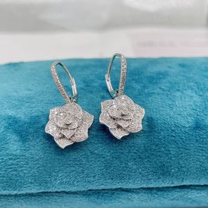 Xinfly Camelllia Joyería Fina, Aretes Colgantes de Aro con Flor de Lujo, Oro Real de 18K, Diamante Natural de 0.8CT, para Mujer - Product Image 2