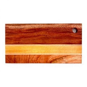 <b>Wooden</b> Chopping Board Rectangle Handle Stripe Pattern Single <b>Piece</b> Made in Vietnam - Product Image 1