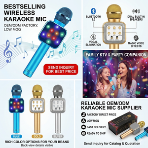 WS1818 <b>Wireless</b> Magic Portable <b>Microphone</b> with Colorful LED Lights BT Speaker Handheld for Kid Adults Party Home KTV - Product Image 2