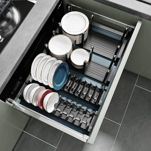 Armoires de cuisine verticales en aluminium Organisateur de <span class=keywords><strong>rangement</strong></span> Porte-vaisselle en métal Inserts de tiroir <span class=keywords><strong>pour</strong></span> le <span class=keywords><strong>rangement</strong></span> des <span class=keywords><strong>assiettes</strong></span> - Product Image 5