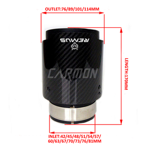 Embouts d'Échappement Universels pour Voiture <span class=keywords><strong>Remus</strong></span> Sport en Fibre de Carbone Brillante avec Tuyau Intérieur Noir Mat, Bord Droit, pour BMW AUDI GOLF MAZDA - Product Image 5