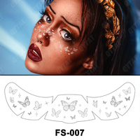 Autocollant de tatouage temporaire pour le visage, imperméable, effet papillon étoilé, taches argentées et dorées, métallique, faux taches de rousseur