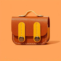 Étui pour écouteurs en cuir PU pleine couverture, fait main, couleur unie vert orange, compatible avec les écouteurs sans fil Pro 2