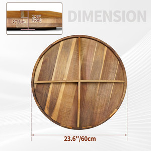 Plateau de service rond amovible extra large en bois <span class=keywords><strong>d</strong></span>'acacia, plateau de service rotatif divisé pour souvenirs de mariage, nourriture - Product Image 6