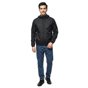OEM <b>Men's</b> Hooded Windbreaker <b>Jacket</b> Custom Made OEM Services Autumn Winter with <b>Canvas</b> Stand Collar Customized Colors Logo Front - Product Image 1