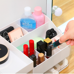 Plastic Makeup Organizer for Vanity Large Skincare Organizers 8 Compartments Bathroom Organizer Cosmetic <strong>Storage</strong> Three <strong>Draw</strong> - Product Image 6