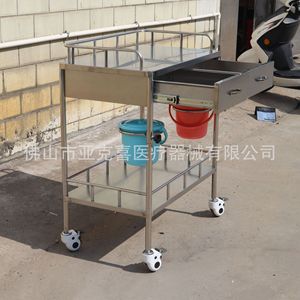 High-quality stainless steel double-drawer treatment cart, medical <b>trolley</b>, mobile storage rack, medical equipment and <b>tool</b> - Product Image 4