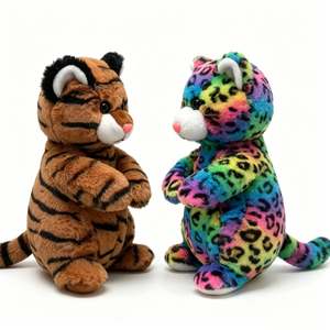 Ensemble de peluches personnalisées tigre et léopard, tigre brun en peluche, léopard arc-en-ciel imprimé, paire de jouets en peluche à imprimé animal - Product Image 2