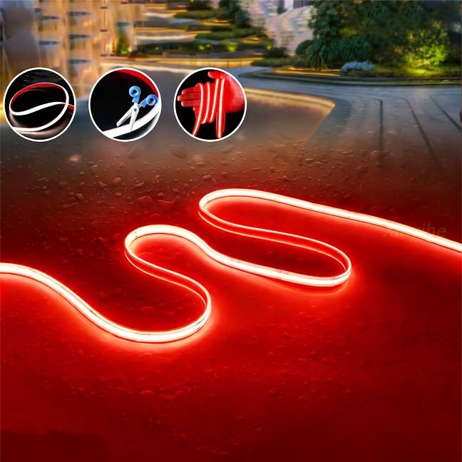 Outdoor Waterproof IP68 Cuttable Dimmable LED COB 296leds/m 10W Light Ra80 Strings Warm White Cob Led Strip Light for Decoration