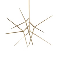 Lustre de restaurant minimaliste postmoderne, personnalisé, créatif, en métal, en forme de branche, finition chromée dorée, lumière LED