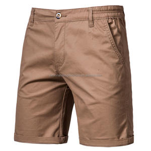 Short d'été en coton pour hommes Pantalon à taille élastique Plus Size Solid Casual Poches Straight Shorts - Product Image 3