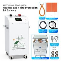 Batterie LiFePO4 32 kWh de type vertical 51,2 V 628 Ah avec cellules MB56, BMS JK V19 intégré et coussin chauffant pour système solaire - Stock UE