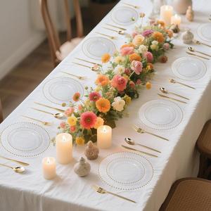White Plastic Dinnerware with Gold Rim 10.5 Inch Dinner <b>Plates</b> 7.5 Inch Dessert <b>Plates</b> Wholesale Bulk for Event Planners - Product Image 3