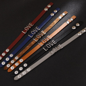 Bracelet à breloques en forme de lettre d'amour, en cuir PU et alliage, bijoux pour femmes, cadeau, couleur orange café - Product Image 3