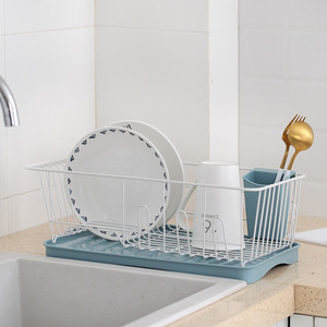 Dish Draining Rack With Tray Quick Dry Plastic Kitchen Storage Square L Size - Product Image 1