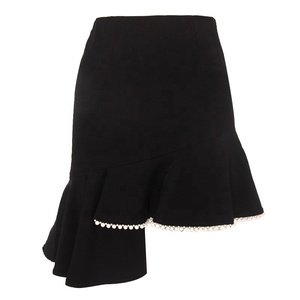 Otoño nuevo diseño estilo Casual volantes Irregular negro con cuentas bajo las faldas cortas. - Product Image 6
