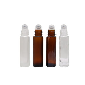 Bouteilles roll-on en verre à motif bois, prêtes à l'emploi, 5ml 10ml, transparentes, dépolies, ambrées, contenants cosmétiques vides pour huiles essentielles - Product Image 5