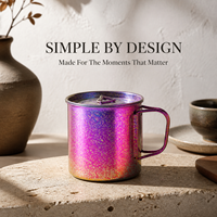 Tasse en titane avec finition cristal colorée, portable pour le thé, le café, le bureau et les activités de plein air, avec logo personnalisé, vente en gros pour les particuliers