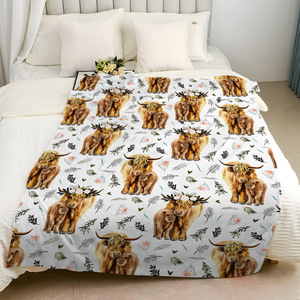 Manta Decorativa con Estampado de Vaca Highland, Rectangular, de Microfibra, Estilo Pastoral, Antipilling, Lavable a Máquina, para Uso Doméstico - Product Image 3