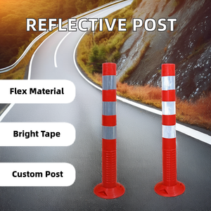 高反射オレンジフレキシブル交通デリニーターPU道路交通警告ポスト - Product Image 6