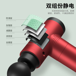 Mini Portable Massage Gun Red Brushless Motor 4 Heads USB Rechargeable Muscle Massager Fitness Fascia Gun - Product Image 4