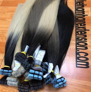 Extensions de cheveux humains lisses et soyeuses à bandes adhésives, cheveux Remy vietnamiens de haute qualité, couleur brun cendré, pour stylistes professionnels - Product Image 2