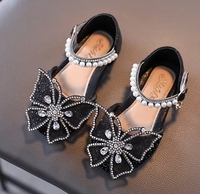 Sandales d'Été Mode pour Filles avec Paillettes et Nœud en Strass, Chaussures de Princesse à Talon Plat, Tailles 21-35