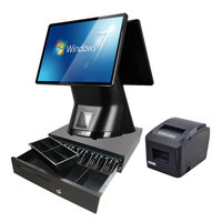 Sistemas pos de software para restaurantes de 15,6 pulgadas con impresora todo en un sistema POS de pantalla táctil cajeros automáticos con software