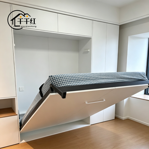Cama Plegable de Pared Tipo Murphy, Tamaño Completo, Panel de Tablero de Partículas, Ahorro de <span class=keywords><strong>Espacio</strong></span>, Diseño Moderno <span class=keywords><strong>Invisible</strong></span>, Estructura de Hierro, Opciones de Varios Tamaños - Product Image 4