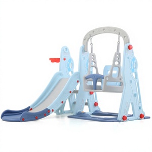 Ensemble toboggan et balançoire pour enfants avec panier de basket, centre de jeu en plastique, aire de jeux intérieure pour tout-petits, pour la maison et la maternelle - Product Image 4