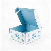 Boîte cadeau flocon de neige en carton ondulé bleu et blanc avec estampage à chaud, idéale pour les fêtes d'hiver - Vente en gros