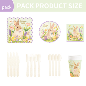 DAMAI New <b>Easter</b> Bunny Party Theme Festival Disposable Paper Plates Tissue Cups Tableware Decoration for <b>Easter</b> Festival - Product Image 5