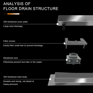 ניקוז רצפה לאמבטיה מודרני בהתאמה אישית של JRUIZ, 30 ס\\\"מ, נירוסטה 304 מלוטשת, תוצרת OEM, בעל תקן CE, נגד ריחות, עם תכונת ניקוז למקלחת, אחריות 5 שנים - Product Image 4