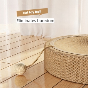 Grand <span class=keywords><strong>lit</strong></span> grattoir pour chat en sisal, forme ovale, canapé-<span class=keywords><strong>lit</strong></span> pour chat, nid respirant et rafraîchissant avec balle jouet pour chats d'intérieur - Product Image 5
