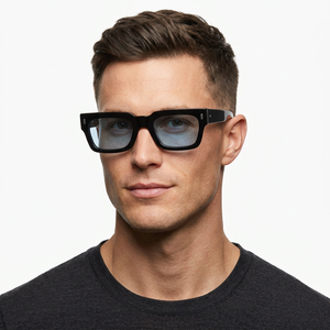 Lunettes de soleil rectangulaires pour hommes, monture noire, verres polarisés bleus, protection UV400, pour adultes - Product Image 1
