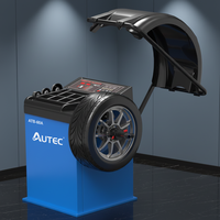 Équilibreuse de roues portable AUTEC avec écran numérique, télécommande sans fil, entraînement par courroie, système d'équilibrage rapide pour véhicules utilitaires légers