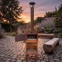 Four à pizza moderne de jardin à haut rendement 2026 en acier Corten durable avec barbecue intégré – Vente chaude
