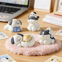 Statuette créative de chaton et chiot de dessin animé, série Guérison, mini ornement en résine pour animaux de compagnie, décoration esthétique pour la maison, la chambre et le bureau, cadeau en gros