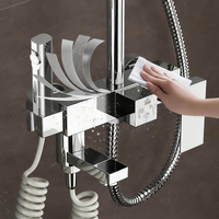 Ensemble de Douche Carré Européen Noir Chromé Mural avec Mitigeur Monocommande pour Salle de Bain