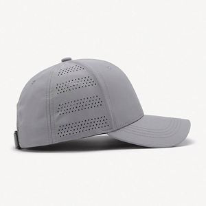 Wholesale in Stock Factory Customized Blank Laser Perforated <b>Hat</b> Breathable <b>Summer</b> 6 Panel Hard Top Baseball Cap - Product Image 3