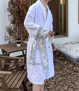 <span class=keywords><strong>Pigiama</strong></span> da Donna in Puro <span class=keywords><strong>Cotone</strong></span> Jacquard, Vestaglia di Lusso per Estate e Inverno, Camicia da Notte Tinta Unita - Product Image 3