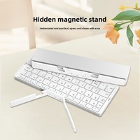 Kablosuz Makaslı Anahtarlı Katlanabilir Mini Klavye, iPad Tablet Telefon için Standlı - Taşınabilir Şarj Edilebilir