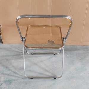 Silla de Comedor Plegable de Plástico Transparente Portátil al por Mayor para Interiores y Exteriores, Asiento y Respaldo de Acrílico Transparente, Patas de Metal - Product Image 6